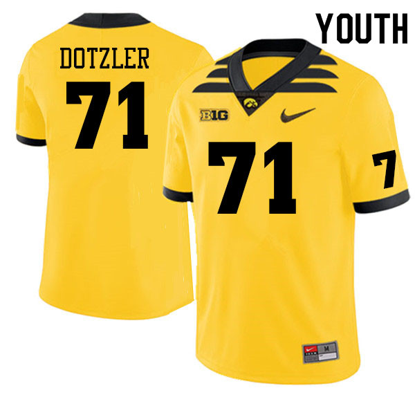 Youth #71 Jack Dotzler Iowa Hawkeyes College Football Alternate Jerseys Sale-Gold